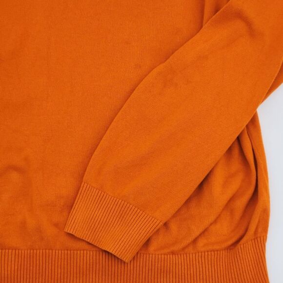 Lands' End Mens Sweater Size XXL Orange V-Neck 100% Cotton Fall Winter Cabincore - Picture 3 of 9
